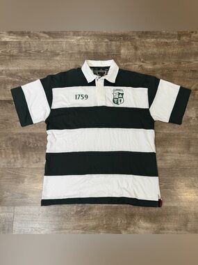 VTG Guinness Rugby Polo Mens X Large Green white Striped Irish Beer Golf Vendor